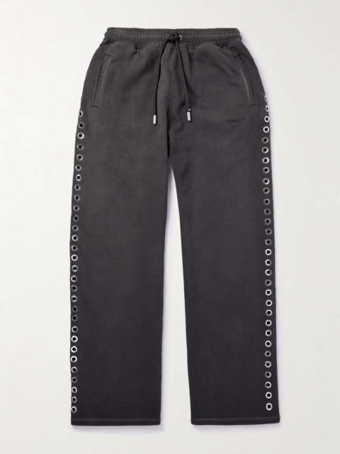 Straight-Leg Embroidered Embellished Cotton-Jersey Sweatpants