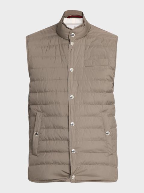 Brunello Cucinelli Men's Quilted Snap-Front Quilted Vest