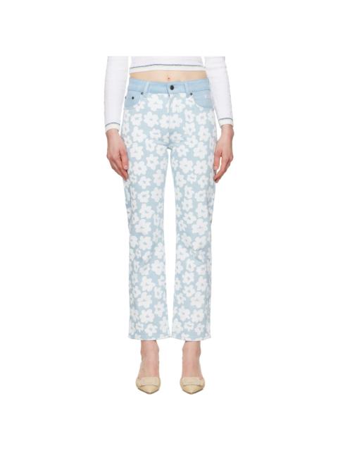 MSGM Blue Printed Jeans