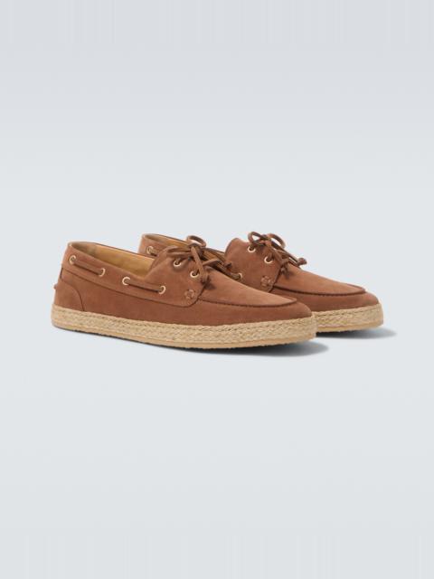 Brunello Cucinelli Jute-trimmed suede boat shoes