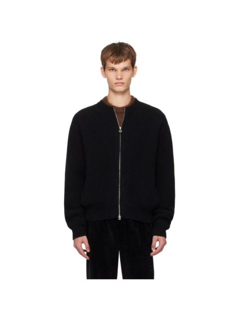 SOLID HOMME Black Zip-Up Sweater