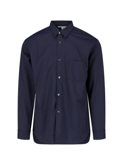 Comme des Garçons SHIRT DARK BLUE WOOL BLEND SHIRT