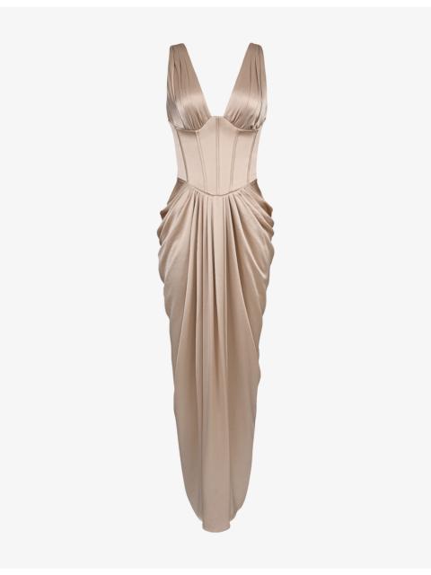 House of CB Angeline Corset Satin Maxi Dress