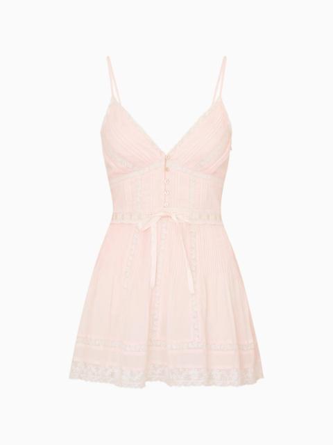 LoveShackFancy Zirelle Pink Cotton Lace-Trimmed Mini Dress