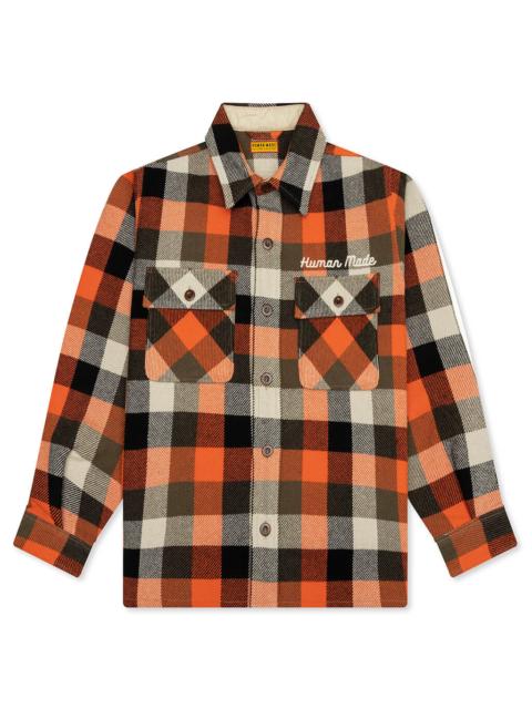 Human Made WOOL CHECK SHIRT - ORANGE