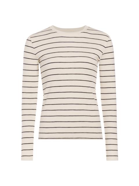 Vince Women's Striped Cotton-Blend Crewneck Long-Sleeve T-Shirt - Black Combo