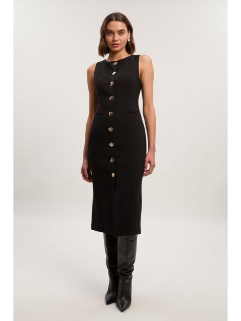 KAREN MILLEN Compact Essential Button Pencil Midi Dress