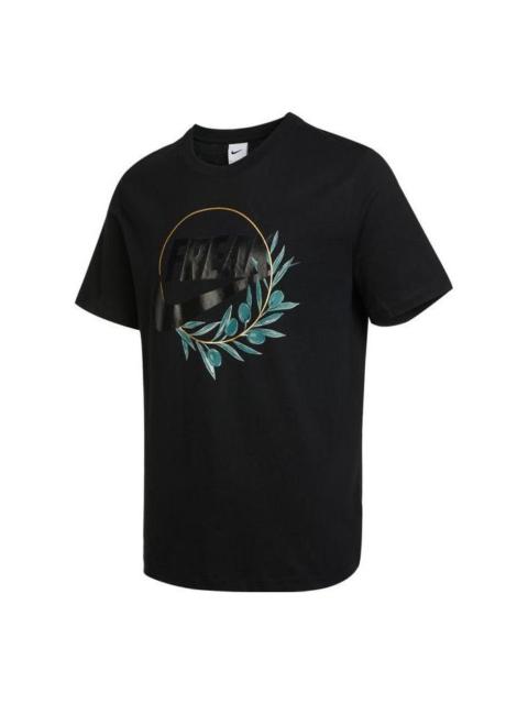 Nike Men's Nike Plant Pattern Printing Round Neck Pullover Short Sleeve Black T-Shirt DQ1868-010