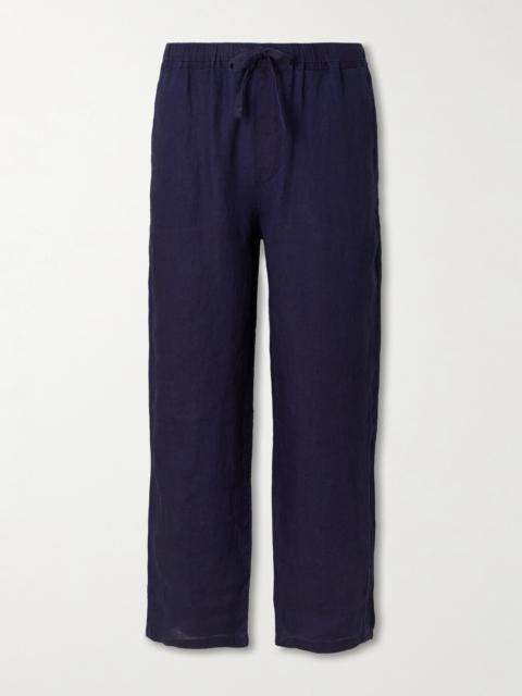 FRAME Straight-Leg Linen Drawstring Trousers