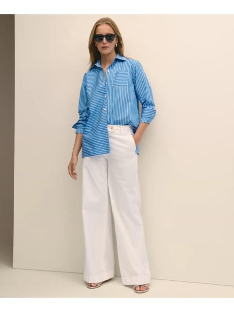 Brooks Brothers Cotton Twill Wide-Leg Pants