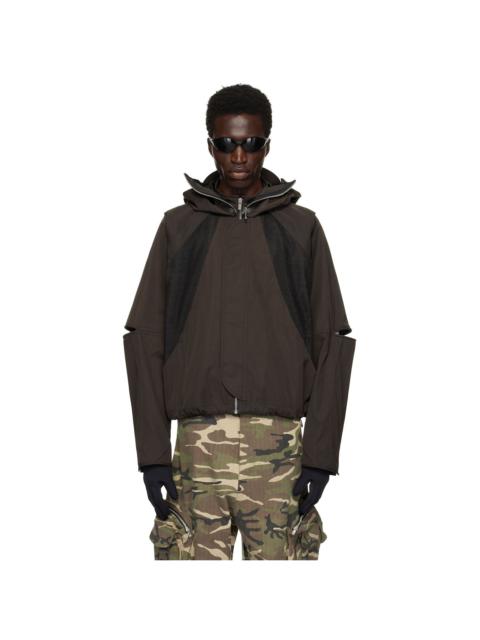 FFFPOSTALSERVICE SSENSE Exclusive Brown Parachute Hooded Jacket