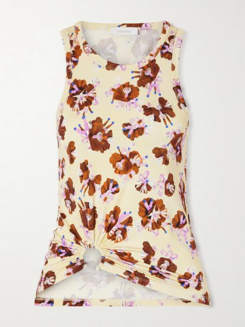 rabanne Gathered Floral-print Jersey Top