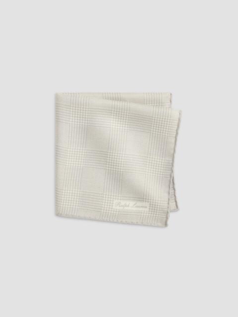 Ralph Lauren Men's Cashmere-Silk Glen Plaid Pocket Square - Pearl Grey