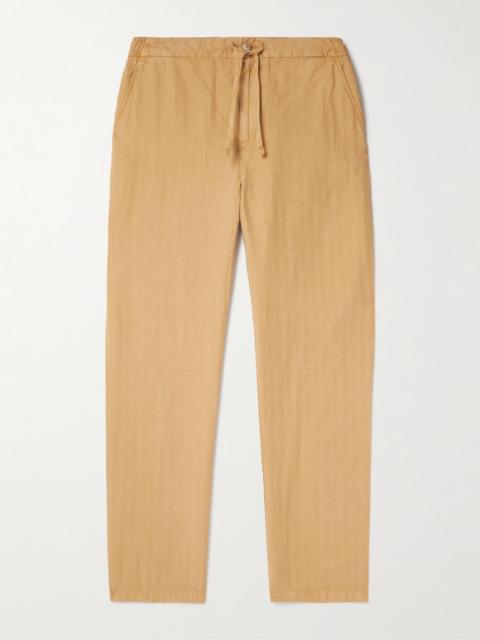 FRESCOBOL CARIOCA Mendes Straight-Leg Lyocell, Linen and Cotton-Blend Drawstring Trousers Brown