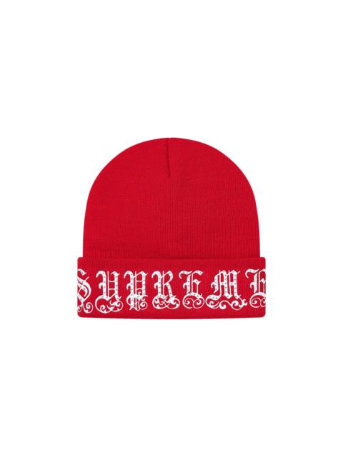 Supreme Old English Rhinestone Beanie 'Red'