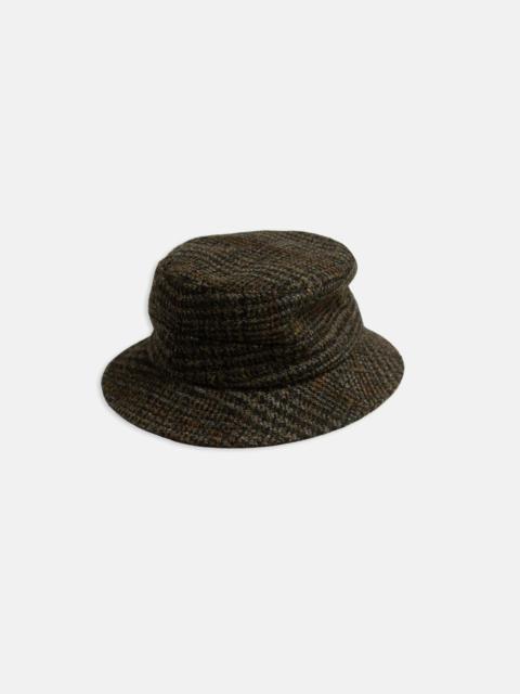 J. PRESS MADE-IN-ITALY OLIVE GLEN PLAID HARRIS TWEED BUCKET HAT