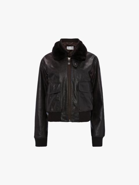 Victoria Beckham Aviator Jacket In Dark Earth