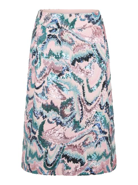 rabanne Sequined Midi Skirt blue