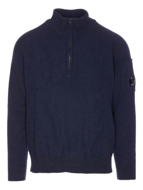 C.P. Company zip-neck logo-patch sweater