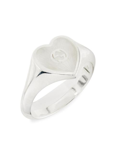 GUCCI Women's Sterling Silver GG Signet Ring - Silver