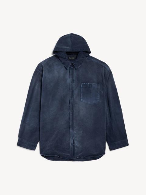 BALENCIAGA Men's Shirt Parka in Navy/dirty Dark Blue