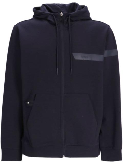 BOSS rubberised-logo zip-up hoodie