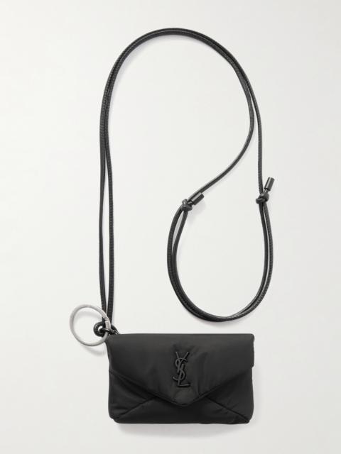 SAINT LAURENT Cassandre Logo-Appliquéd Leather-Trimmed Quilted Padded Nylon Pouch