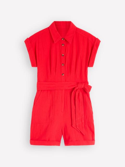 BODEN Kay Double Cloth Playsuit-Poppy Red