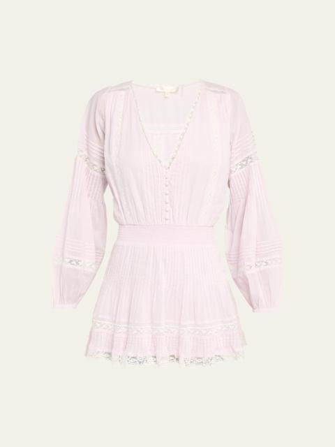 LoveShackFancy Winfrey Lace-Trim Cotton Mini Dress
