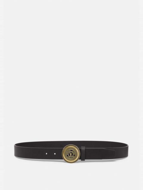 V-Emblem Round Buckle Belt