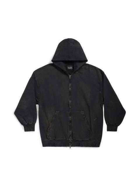 Balenciaga Paris Zip-up Hoodie Small Fit in Black Faded