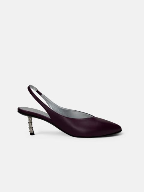 rabanne KITTEN HEEL PUMPS IN BLACK LEATHER WITH SILVER JEWELED HEEL