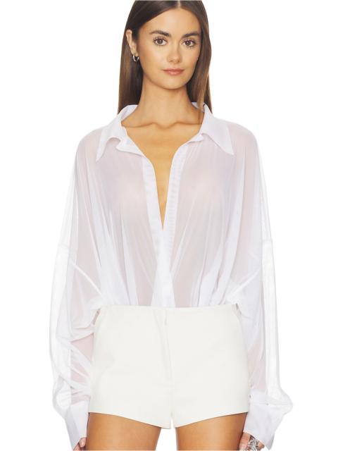 NORMA KAMALI Super Oversized Boyfriend Shirt Bodysuit