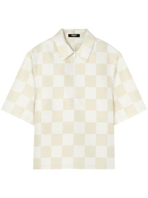 VERSACE checked zip-up top