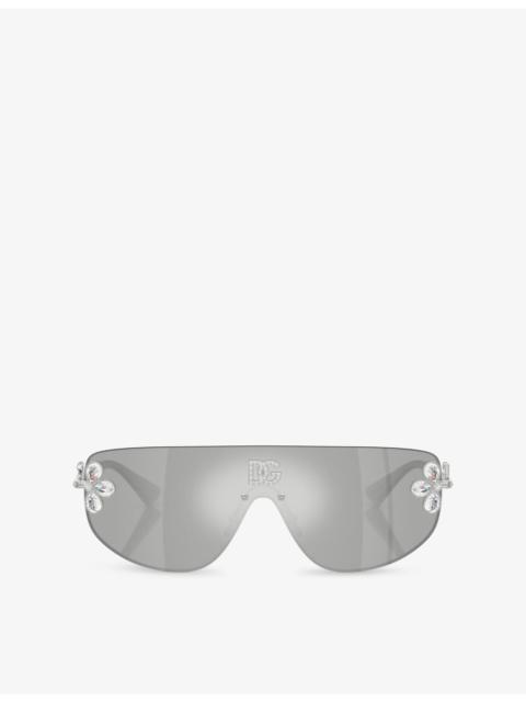 Dolce & Gabbana DG2333B Shield-Frame Metal Sunglasses