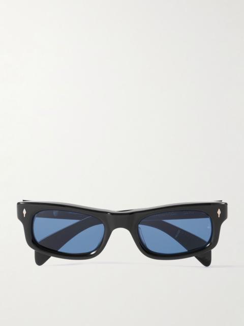 JACQUES MARIE MAGE Initials Rectangular-Frame Acetate Sunglasses Black