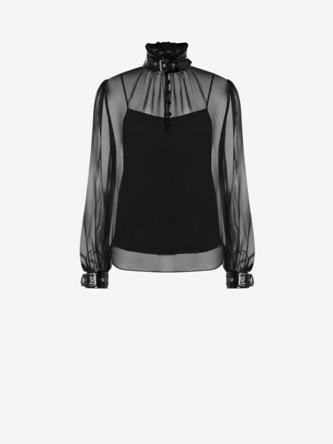 BONDAGE BUCKLE CHIFFON BLOUSE