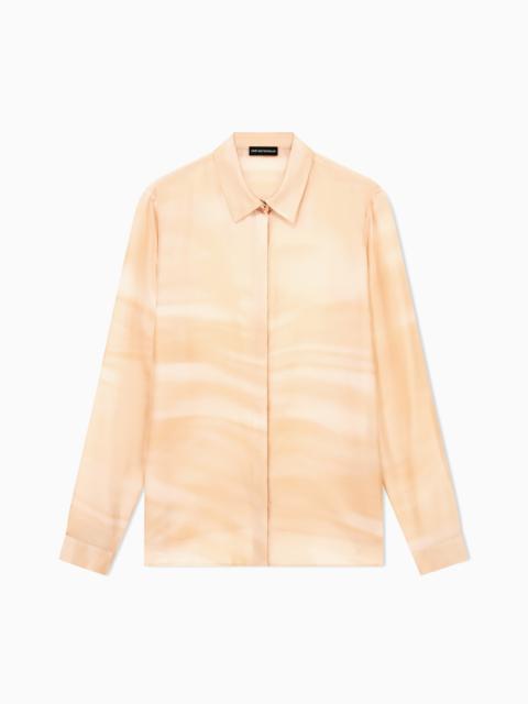 EMPORIO ARMANI SHIRT IN PONGEE SILK WITH FADED PRINT