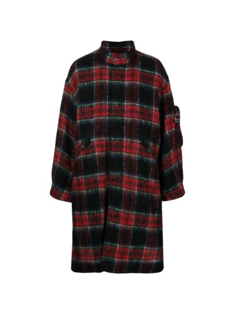 UNDERCOVER check-pattern zip-front midi coat