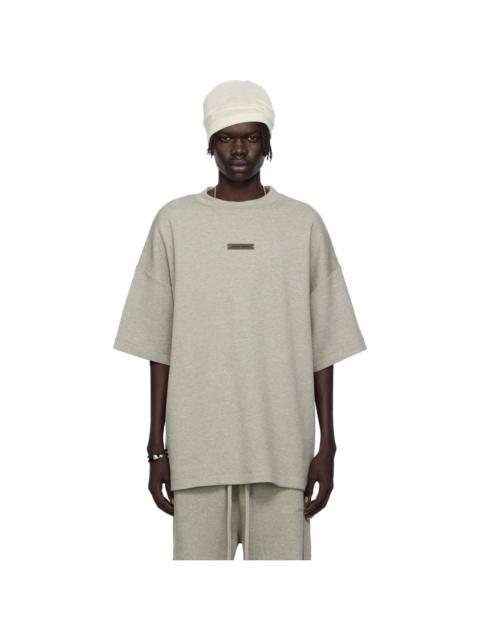 ESSENTIALS Gray 90s Fit Piqué Crewneck T-shirt