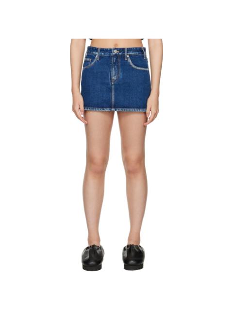 We11done Blue Faded Denim Miniskirt