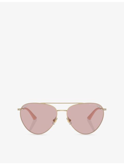 JIMMY CHOO JC4002B Pilot-Frame Steel Sunglasses