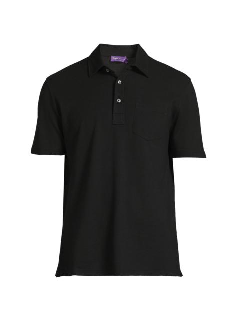 Ralph Lauren Men's Cotton-Cashmere Piqué Polo Shirt - Classic Black