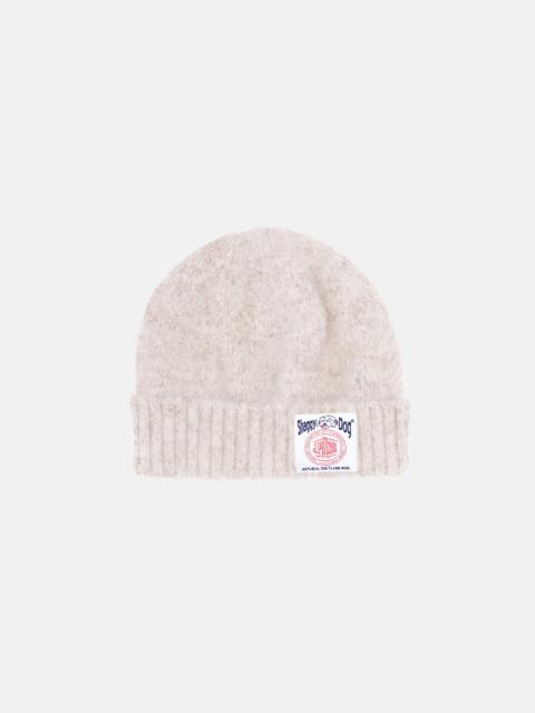 J. PRESS MADE-IN-SCOTLAND IVORY SHAGGY DOG BEANIE