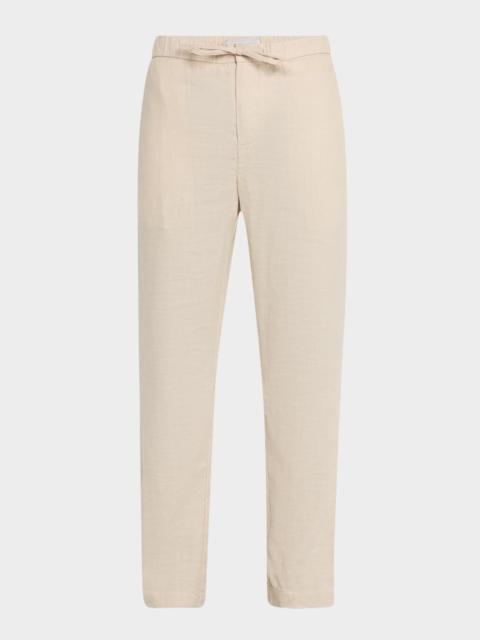 FRESCOBOL CARIOCA Men's Oscar Linen and Cotton Drawstring Chino Trousers