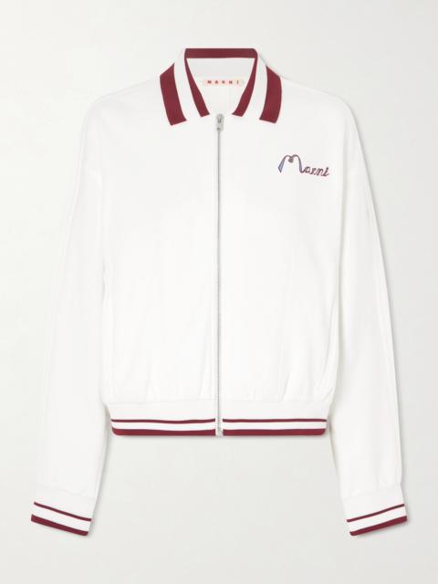Marni Embroidered Striped Cotton-blend Jacket