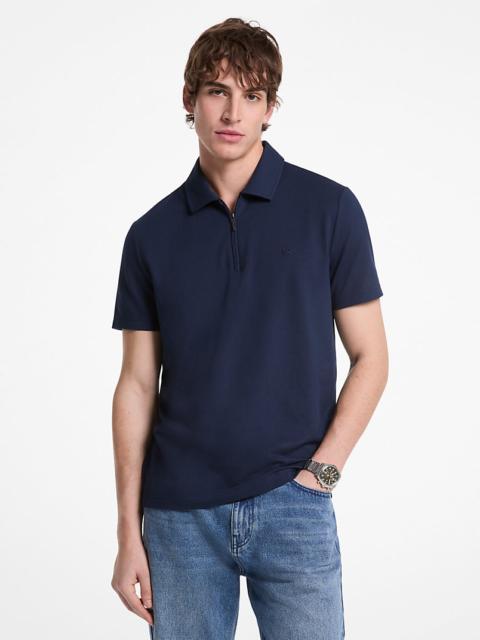 MICHAEL KORS Cotton Blend Piqué Zip-Up Polo Shirt