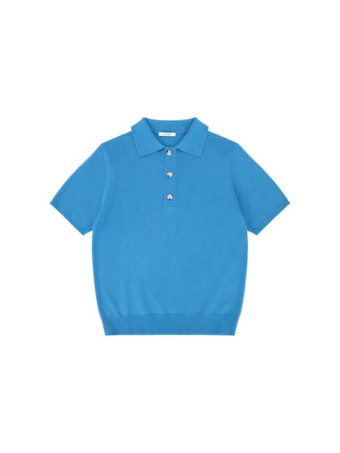 entire studios SHORT SLEEVE KNIT CASHMERE POLO BONDI BLUE