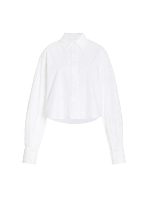 SIMKHAI Renata Cropped Button Up Top white