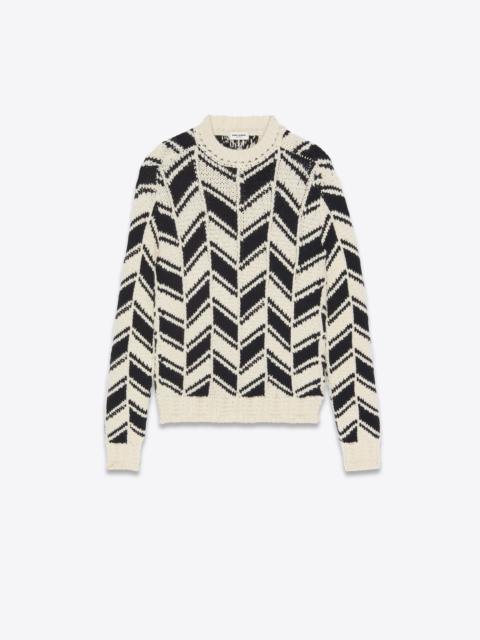 SAINT LAURENT sweater in monochrome chevron jacquard